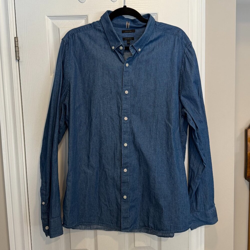 RW&CO Mens Cotton Button Down Tailored Fit Shirt Size L